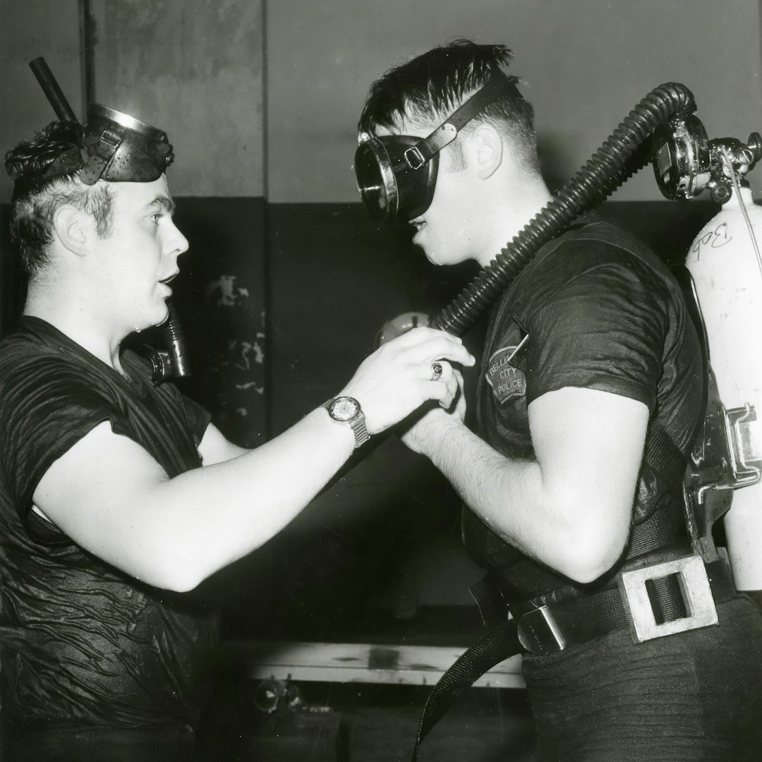 Two divers preparing for underwater exploration